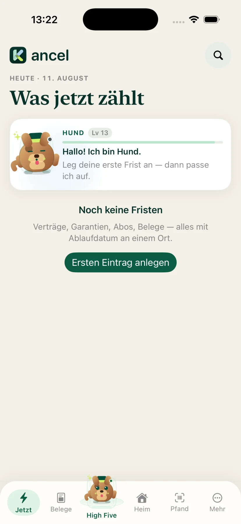 Kancel Ansicht mit dem Begleiter Wuffi
